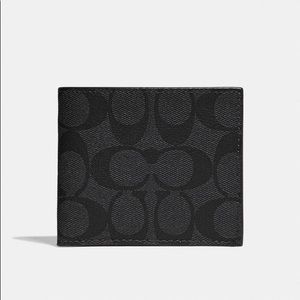 COACH ID Billfold Wallet with Signature Canvas